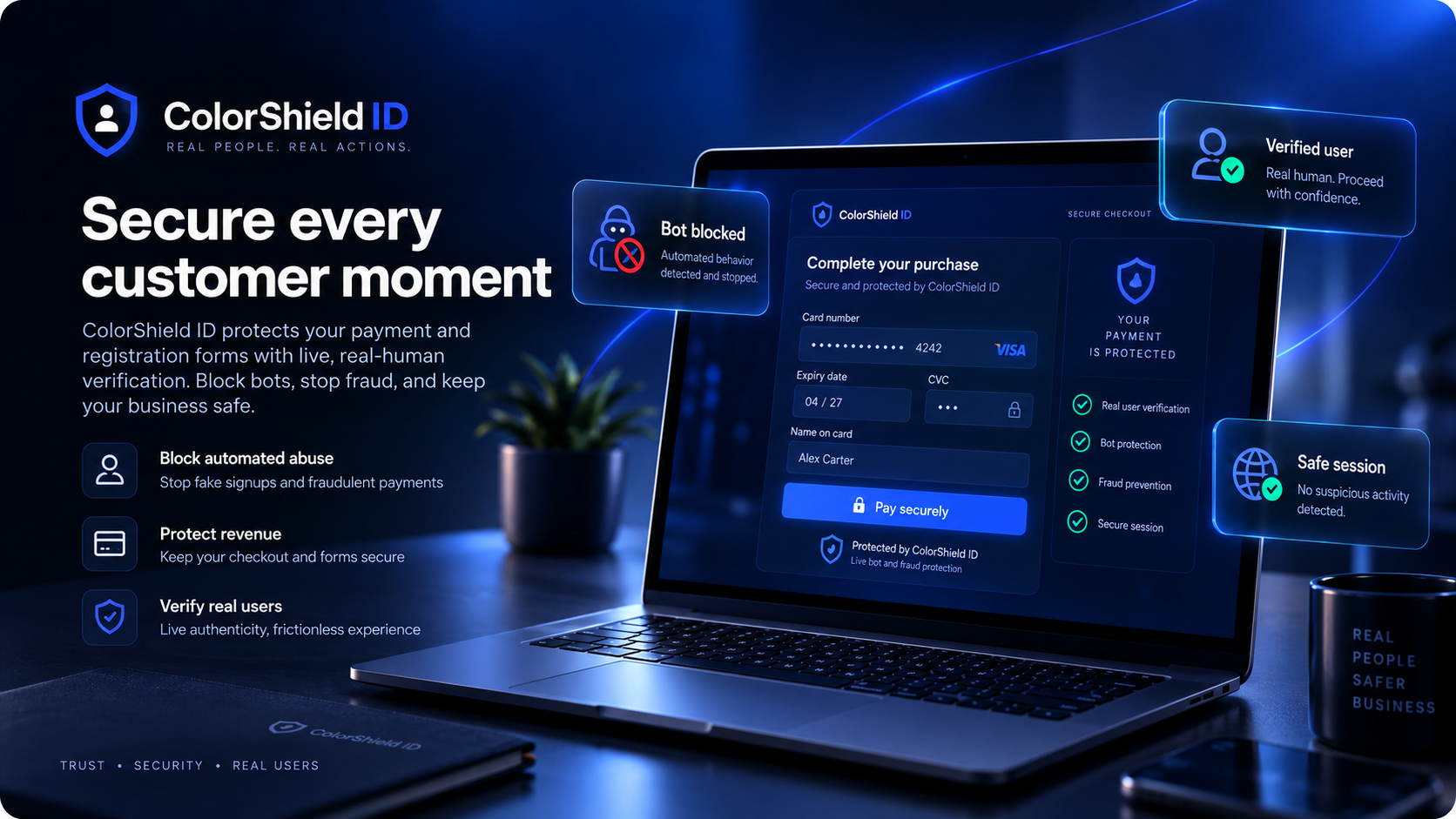 ColorShield ID protecting a checkout interaction