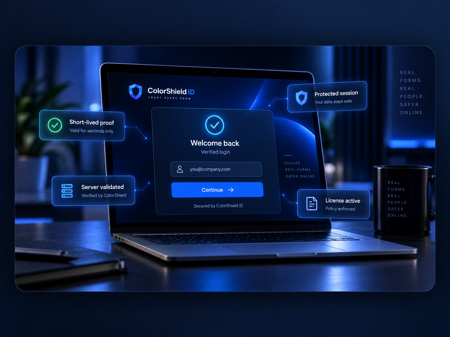 ColorShield ID Form Identity Protection on a verified login form